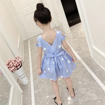 Dječja haljina za djevojčice 2020 Godina Korejski Stil Dječje Odjeće Zvijezde s otvorenim ramenima Haljina Casual Moda Ulične haljina
