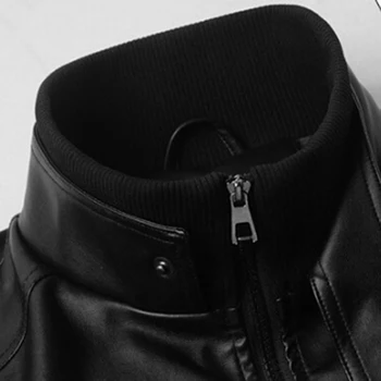 Мотоциклетная crna kava kožna jakna za Proljeće, Jesen Men ' s ovratnikom-otpornog na munje Modni tanke kožne jakne