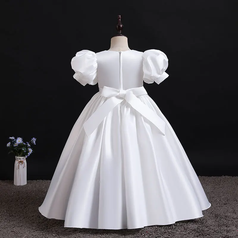 Bijela haljina za djevojčice, Dječje djeveruša haljina za djevojčice, Dječje duga haljina Princeza Večeri vjenčanicu za Krštenje 6 8 10 12 godina Slika  0