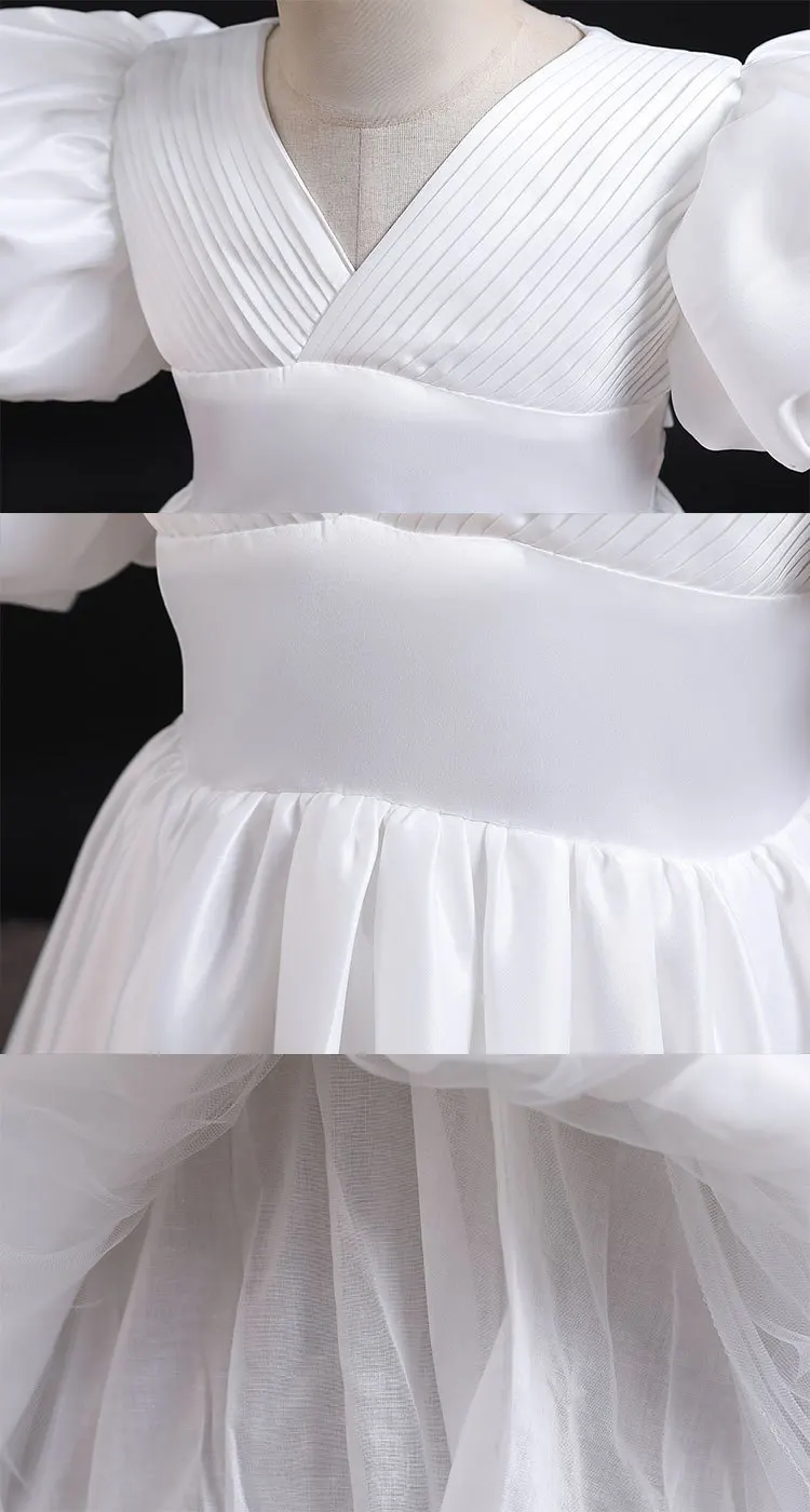 Bijela haljina za djevojčice, Dječje djeveruša haljina za djevojčice, Dječje duga haljina Princeza Večeri vjenčanicu za Krštenje 6 8 10 12 godina Slika  1