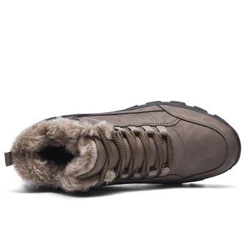 Kožne muške zimske čizme, Vodootporne toplo krzno zimske cipele Za muškarce na otvorenom Zimska radna Casual cipele i Vojne gumene čizme