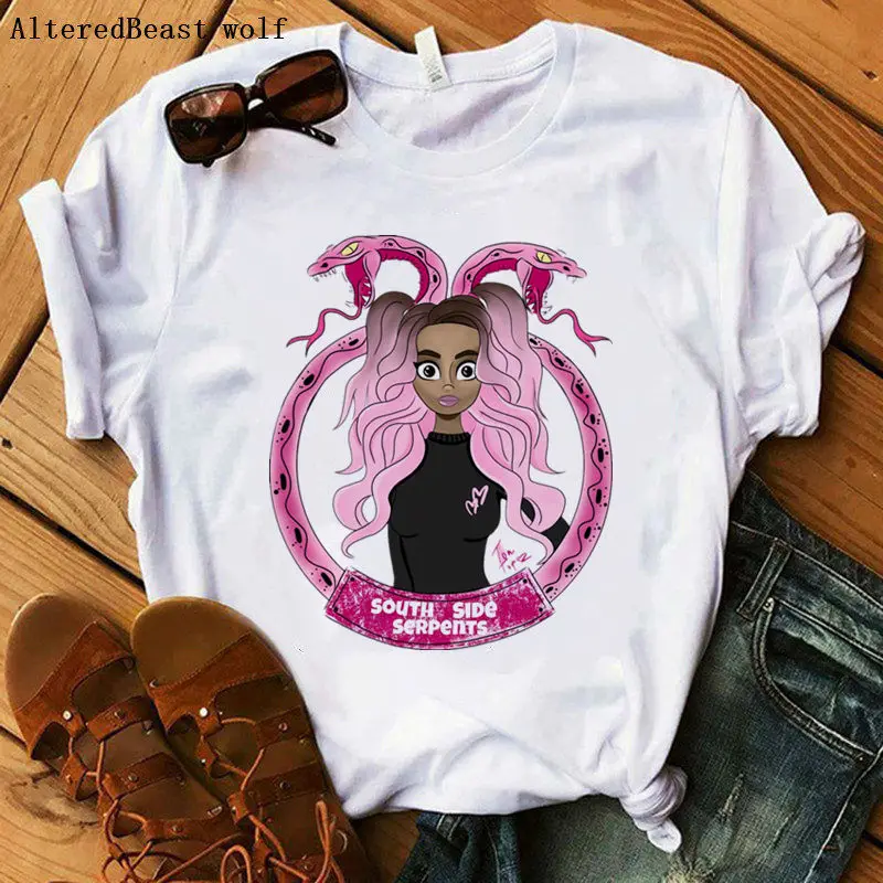 Cole Sprouse cvjetni print majica riverdale Ženska majica kratkih rukava Riverdale ženska svakodnevni bijela majica harajuku odjeća majica Slika  3