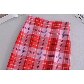 MOLAN Za žene Vintage Crveni pokrivač s po cijeloj površini Svakodnevno Suknja trapeznog oblika Faldas Šifon Mujer Ženski 2021 Novi Patentni zatvarač s prorezom za mršavljenje Vestidos
