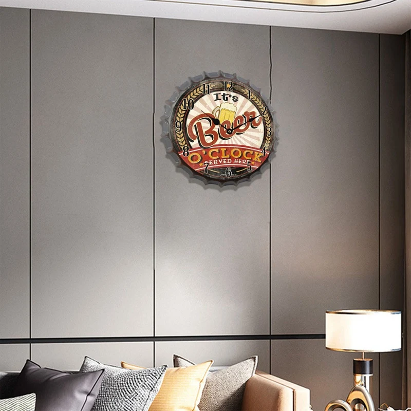 Kreativna Starinski Zidni sat Klasicni Metalni Poklopac od piva Boce s baterijskim napajanjem Kvarc Moderni Digitalni Zidni sat sa dekor za dom Slika  5
