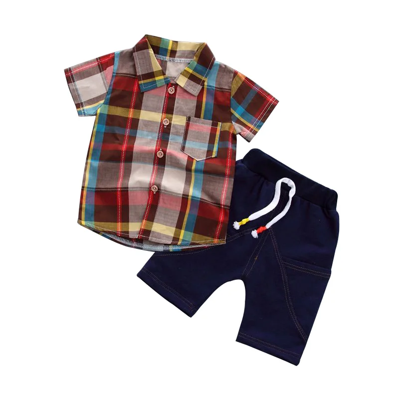 Novorođenčad Djeca Pokrivač košulja, Bluza Top+Traper kratke hlače Kit dječje odjeće za malu djecu Cool odjeća za male dječake Svakodnevne nošnje Slika  1