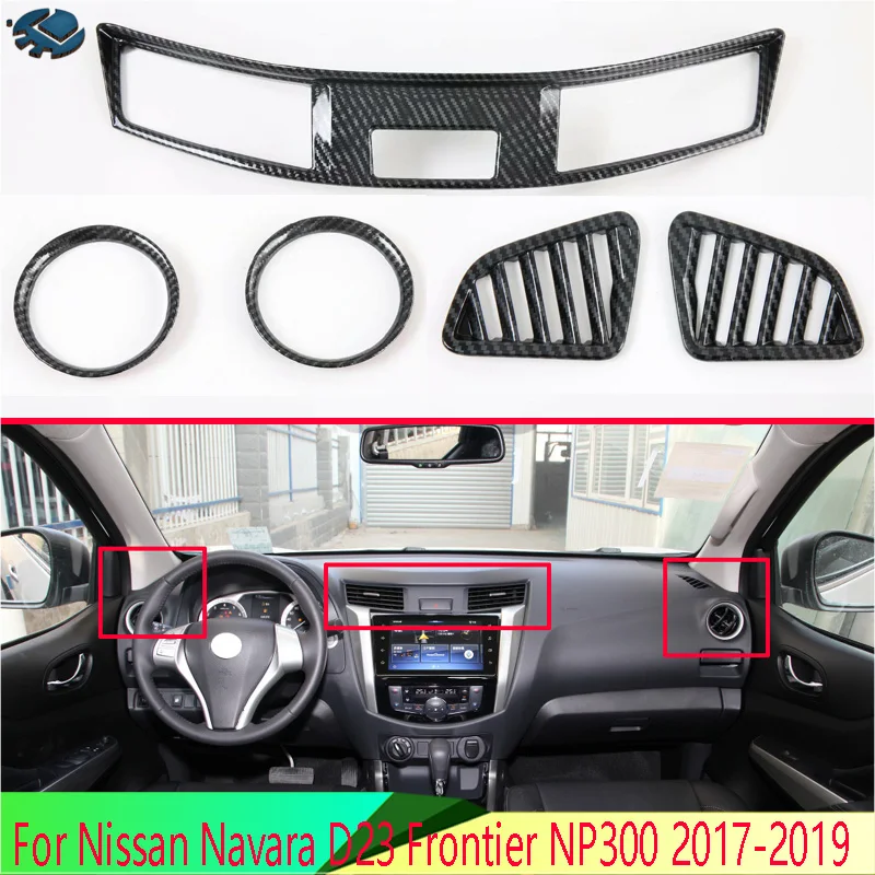 Za Nissan Navara D23 Frontier NP300 2017-2021 Karbonskih Vlakana Stil oduška Poklopac Ispušnog otvora Završiti ploču Okvir Masku Slika  3