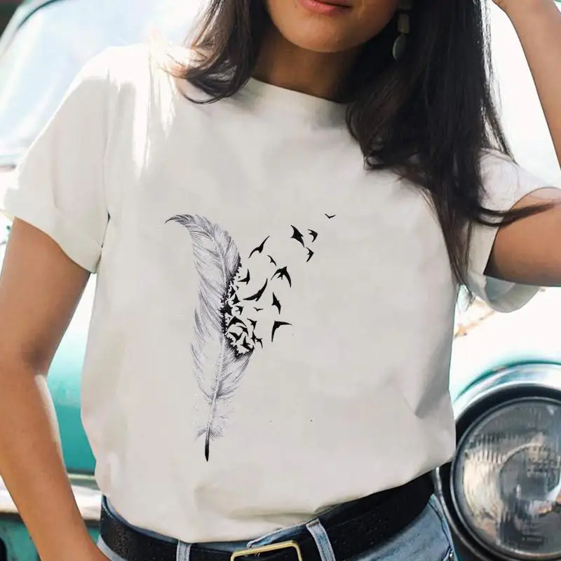 Žene Crtani Pero Vintage Novi Stil Slatka Majica Obična Ženska Ispis Ženska Grafička Moda Majica okruglog izreza t-Shirt Slika  5