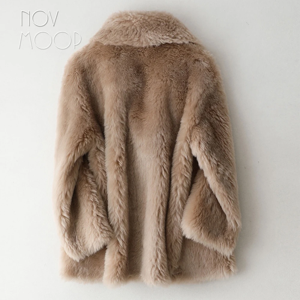 Novmoop Korejski stil high street donje zima toplo vune kaput od ovčje džep na zakopčane dekor cappotto di lana płaszcz LT2880 Slika  3