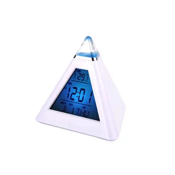 Digitalni Alarm Termometar Stražnje osvjetljenje Mijenjanje Sati Vječni Kalendar Šarene Konus Piramida Stil Uređenja Doma Za Dom
