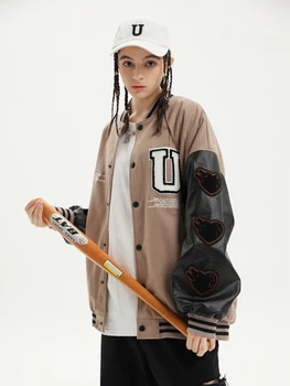 2021 Nova proljeće-jesen baseball jakna sa izvezenim Ženska jakna Muška par Бомбер Unisex Stil dečka Sveučilišna hip-hop ulica