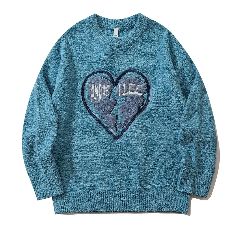 Pletene džemper Za muškarce i žene slomljenog srca Pismo Harajuku Vrhovima Besplatan topli pulover Jesen zima Japanski djevojke puloveri veste Slika  2