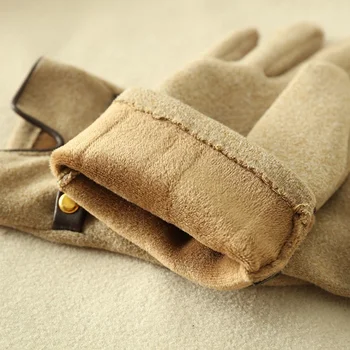 Ženske zimske plus baršun debeli topli parhet kožne rukavice sa zaslonom osjetljivim na dodir Ženske elegantne rukavice za vožnju s lancem Ženske