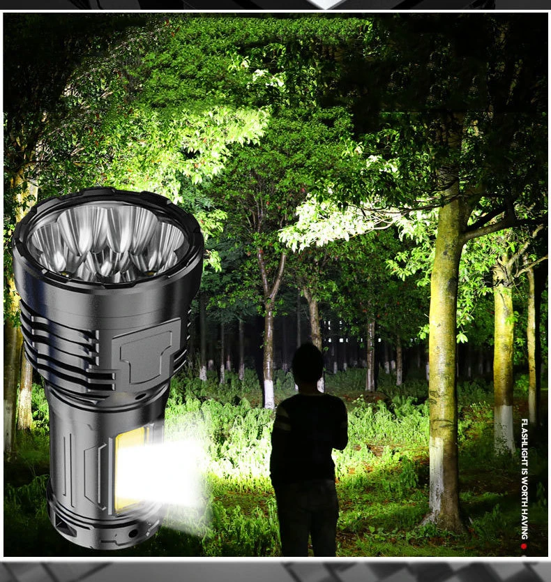 Prijenosni led svjetiljka za kampiranje na otvorenom vodootporan punjiva lampa s lanternom s bočnim osvjetljenjem cob Slika  2