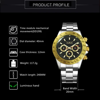 Najbolje marke luksuznih satova za muškarce JARAGAR Automatski Mehanički sat 3 Radna dodatnih biranje Kalendar Kraljevski Poslovne mens watch