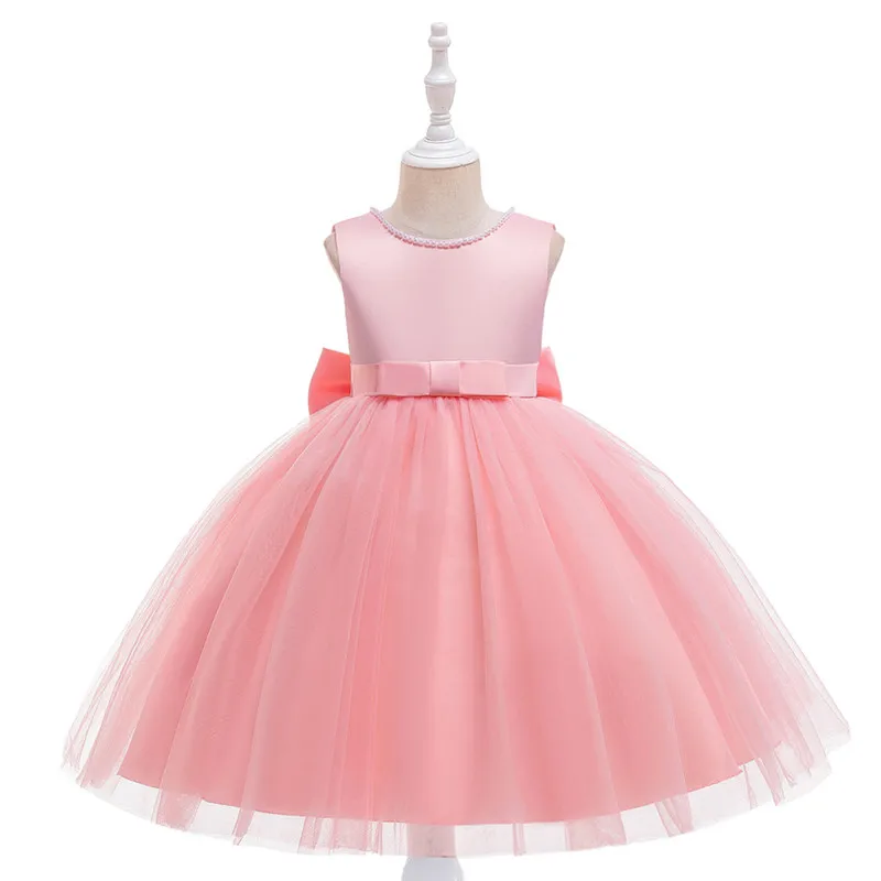 Haljina za djevojčice s cvjetnim uzorkom za djevojčice cvjetne čipke svežanj Dječje odjeće Elegantne haljine za djevojčice s lukom za djecu Večernje haljine princeze Slika  3