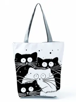 Slatka mačka ženske torbe Preklopne torbe Harajuku Eko Torbe Svakodnevne Dnevne torbe Kreativni dar za rođendan po mjeri uzoru na Покупательница žene