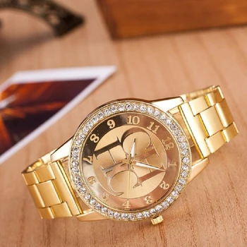 Luksuzni satovi relojes Top brand veliki satovi zlatni sat od nehrđajućeg čelika kvarcni sat sa dijamantima dizajner satova zegarek damski