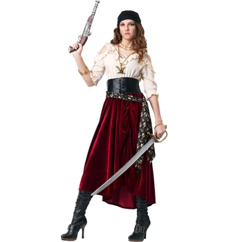 Lady Karneval Halloween Karipski Pirati Odijelo Top Suknja Elizabeth Odijelo Cosplay Neobično večernja Haljina