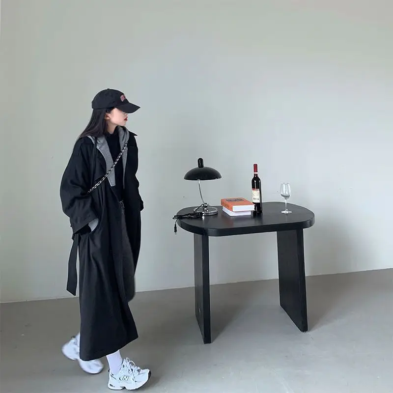 Ветровка jakna za žene uredan 2021 hit boja je srednje dužine korejski crna casual proljeće-осеннее kaput gotička ženska duga jakna Slika  0