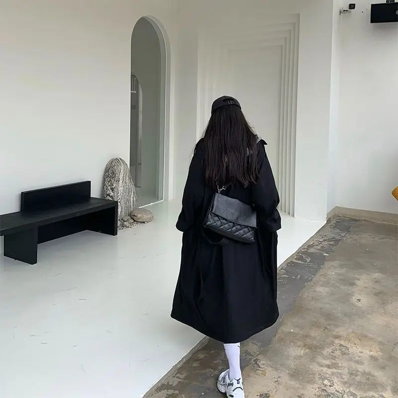 Ветровка jakna za žene uredan 2021 hit boja je srednje dužine korejski crna casual proljeće-осеннее kaput gotička ženska duga jakna Slika  3
