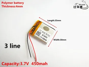 3 linije kvalitetan 3,7 U,450 mah,403035 Polymer li-ion / li-ion baterija za IGRAČKE,NAPAJANJE,GPS,mp3,mp4