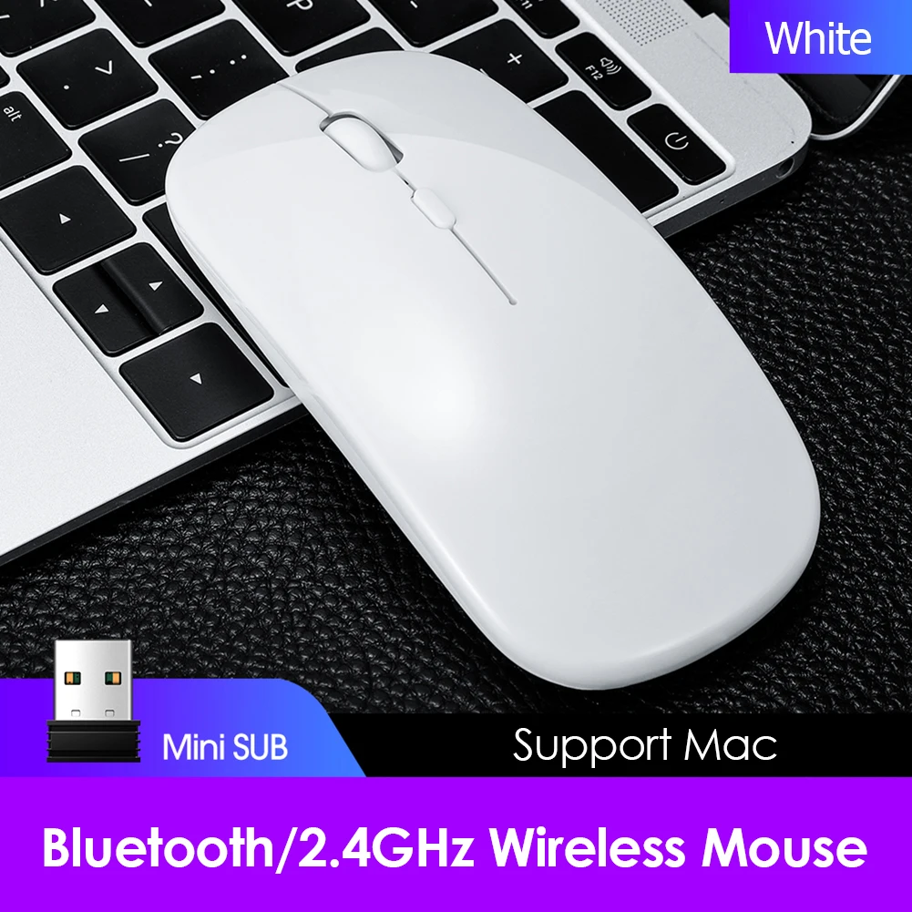 2,4 Ghz Bežična + Bluetooth-kompatibilna Magic Miš Двухрежимная USB - Punjiva Optički Miš za Desktop Notebook PC Računalo Slika  3