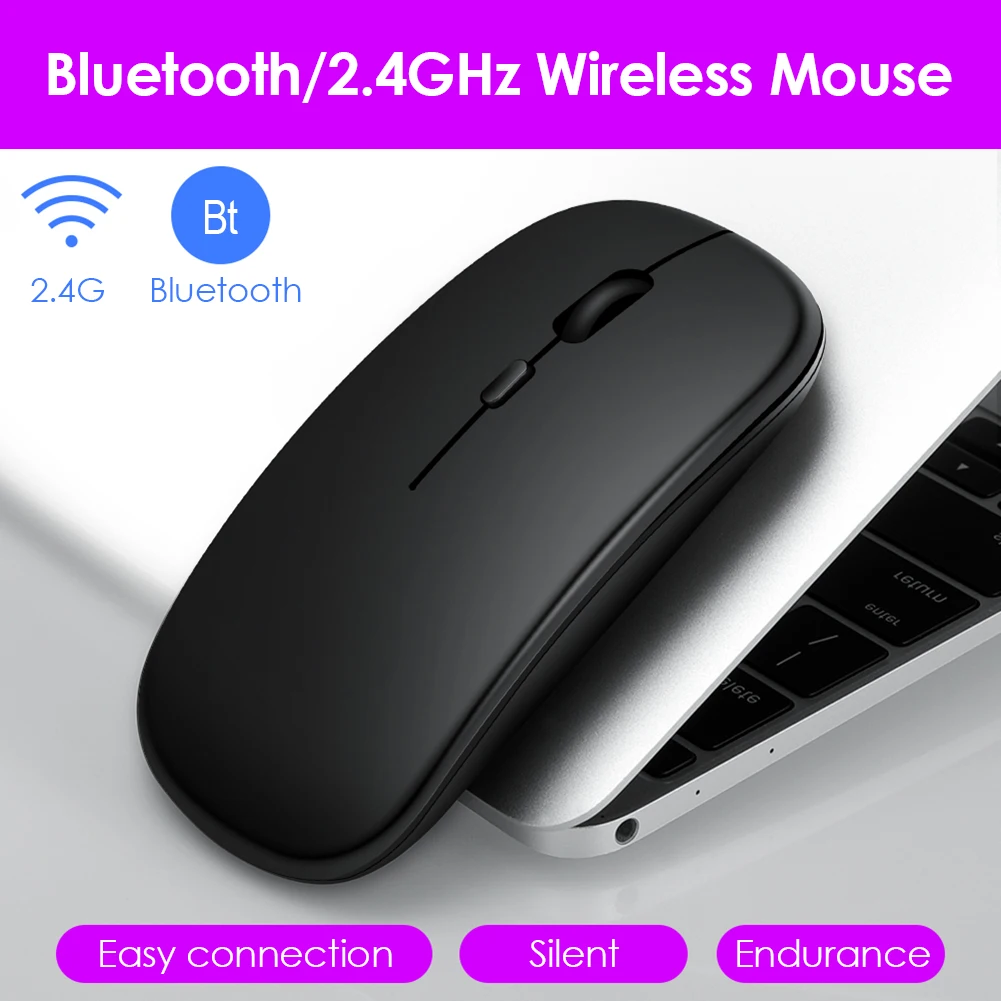 2,4 Ghz Bežična + Bluetooth-kompatibilna Magic Miš Двухрежимная USB - Punjiva Optički Miš za Desktop Notebook PC Računalo Slika  4