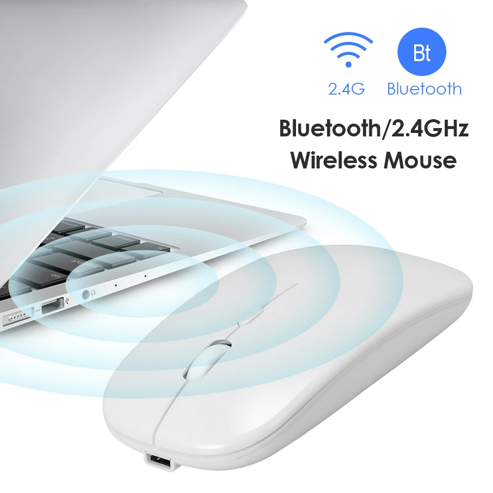 2,4 Ghz Bežična + Bluetooth-kompatibilna Magic Miš Двухрежимная USB - Punjiva Optički Miš za Desktop Notebook PC Računalo Slika  5