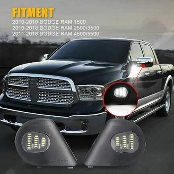 2 kom. Bijele led-svjetla bočni retrovizori pod svjetlo za lokvu na 2010-2019 godina Dodge Ram 1500 2500 3500 4500 5500