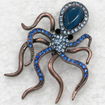 Moderan Broš Plava Gorski Kristal Hobotnica Pin broševi C264 B3