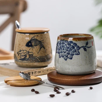 Vintage Kava Bubalo Jedinstvene Keramičke Šalice u japanskom Stilu u Retro Stilu, 380 ml Glineni Cup Za Doručak, Kreativni Dar Za Prijatelje