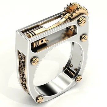 Individualni dominantan geometrijski mehanička boje muško i žensko univerzalni je prsten Europska i američka popularna rotor prsten