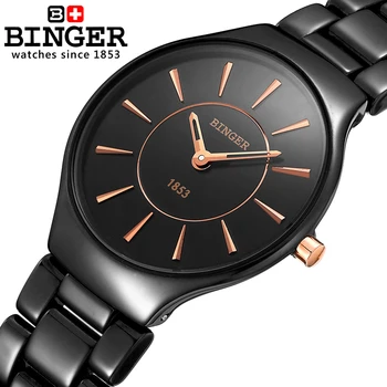 Luksuzni ručni satovi luksuzni brand Binger Space Keramičke kvarcni satovi Za žene, ljubitelje mode, stila Vodootporan sat B8006-4