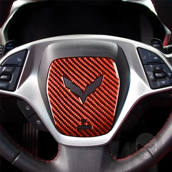 Auto volan Logo Ukras Poklopac Završiti Naljepnica za Chevrolet Corvette C7-2019 Karbonskih Vlakana LHD Auto Oprema Interijera