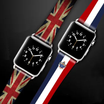 Za Apple Watch Series 4 Remen od prave kože Remen u stilu zastava Za Apple Watch Series 1 2 3 Kaiš za sat Uzicom za sati 38-42 mm