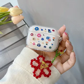 Jednostavan Korejski cvijet Bistra Soft Box za slušalice TPU za Apple Airpods Pro 3 Torbica za AirPods 2/1 Poklopac Kućišta Kristalnu Cvijet Privezak