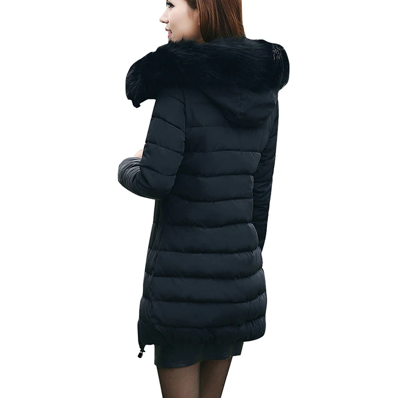 YMING 2019 Zimska ženska jakna s меховым ovratnik i kapuljačom, duge kapute, хлопковая утолщенная ženska parka, topla dolje gornja odjeća, zimska odjeća Slika  3