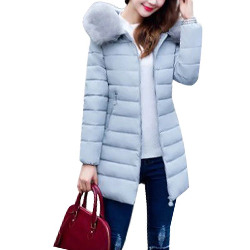 YMING 2019 Zimska ženska jakna s меховым ovratnik i kapuljačom, duge kapute, хлопковая утолщенная ženska parka, topla dolje gornja odjeća, zimska odjeća Slika  4