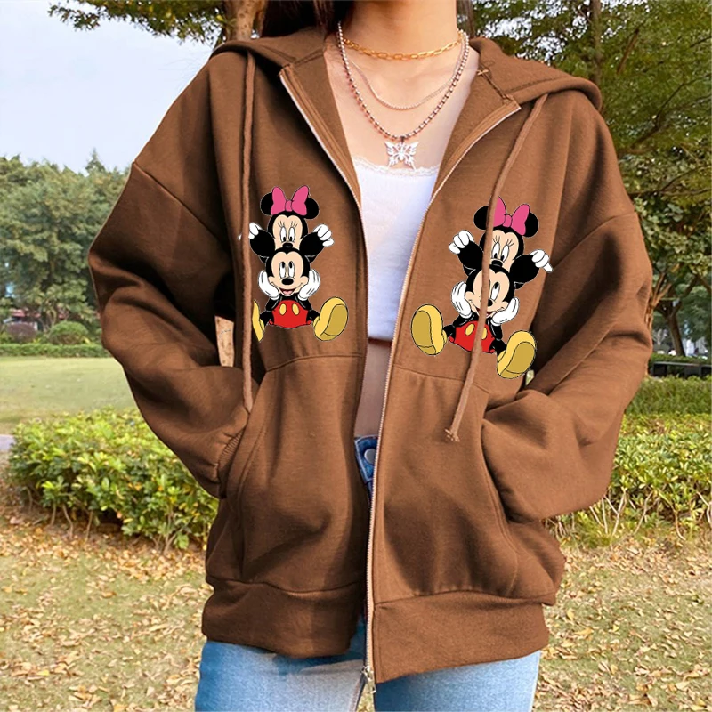 Obitelj Disney Mickey Mouse, Donald Duck Winnie Pooh s po cijeloj površini Bijeli kaput Ženska jakna zip Casual majica Majica odjeća Slika  5