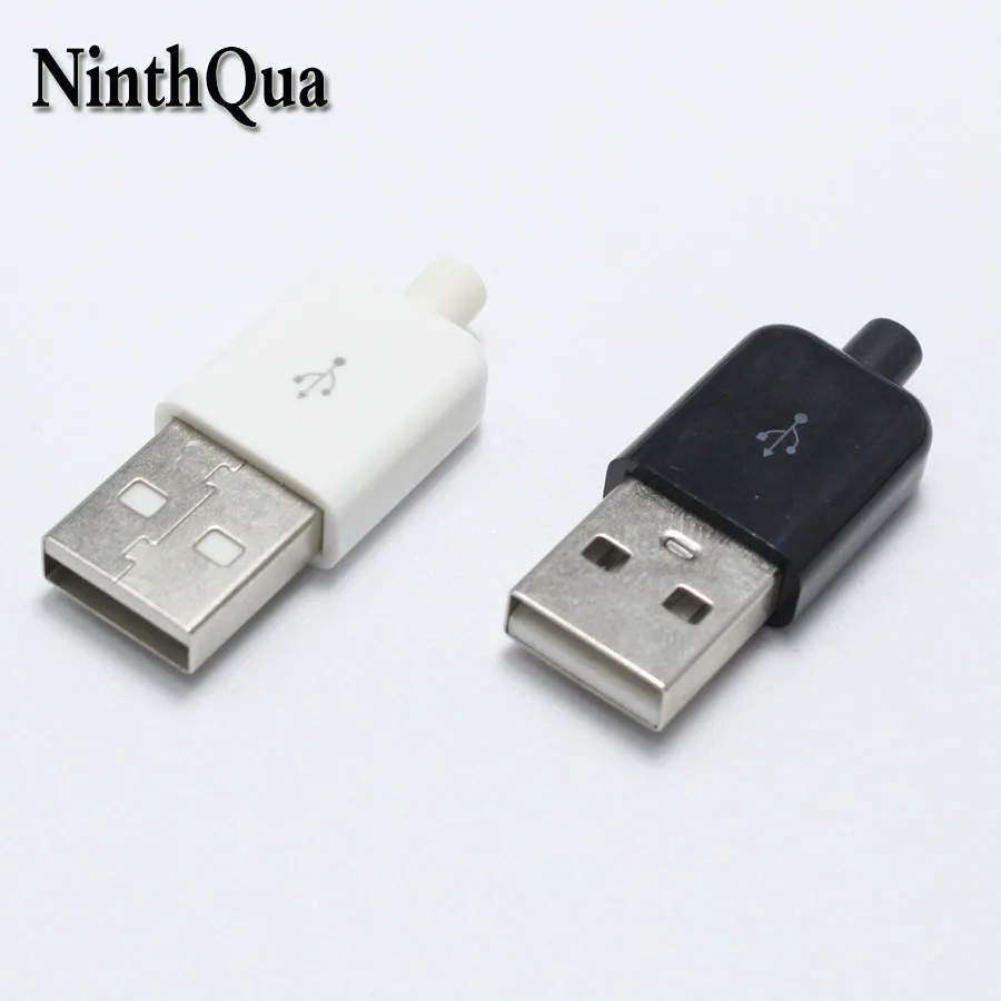 100 kompleta Tip A muški na USB priključak 4-pinski Konektor S Bijelim Crnim Plastičnim Poklopcem Tip Zavarivanja 3 u 1 DIY Priključke za kabelske OD3.0 Slika  5