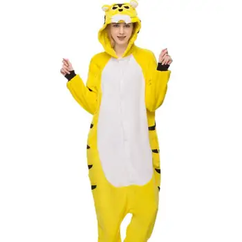 Slatka žuta пижама s тигровым životinjama iz crtića пижама zima toplo пижама za косплея odrasli фланелевые tijelo ženski komplet pidžama za dječake ogrtač