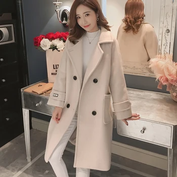 Jesensko-zimska jakna Ženska Korejski vune kaput Ženske vunene duge kapute Roza jakne Ženska odjeća odjeća Odjeća 2022 Chaqueta Mujer