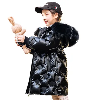 OLEKID 2021 Ruska zima dolje jakna za djevojčice Vodootporne sjajna jakna s kapuljačom za djevojčice 5-14 godina Djeca Gay Parka Dječja kaput