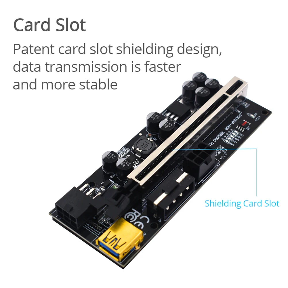 Led USB 3.0 PCI Express 1X - 16X Kartica za Prijenos PCIe Produžni kabel Ustaje Adapter je Pretvarač za майнинга grafičkih procesora VER009C-PLUS Slika  1
