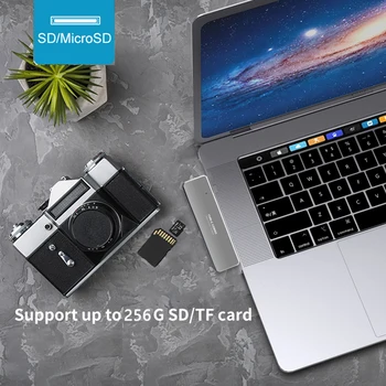 USB C HUB MacBook Pro adapter, sa hub Thunderbolt 3 Type C za MacBook USB-C 3 USB3 porta.0 Utor za čitač Micro SD/TF priključne stanice