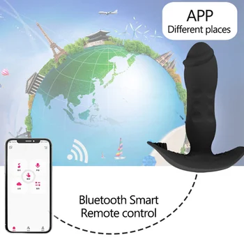 Bluetooth Teleskopski Analni Čep Vibrator Dildo Za žene Aplikacija Vibrator s daljinskim upravljačem Masažu prostate Seks-igračke Za muškarce i žene