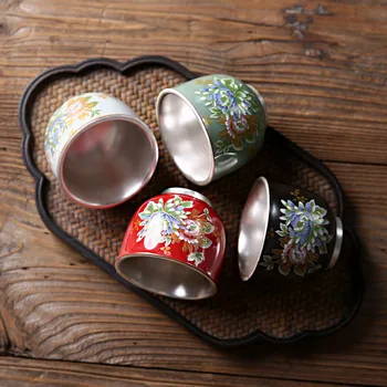 Srebrna čaša čistog srebra 999 keramičke позолоченная srebrna master-čaša srebrna čajna šalica za čaj kung-fu čaj, čaša cvjetni šalica Hr promjena peći