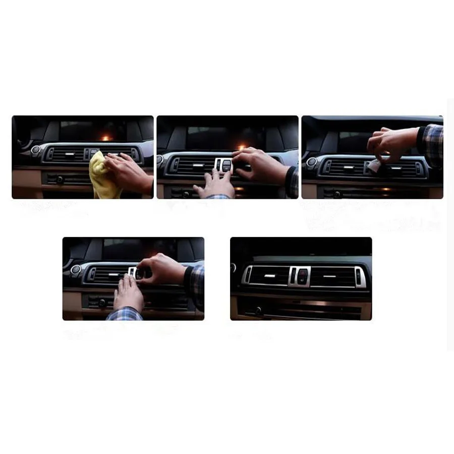 YAQUICKA Nehrđajućeg Čelika Prednja Kontrolna Ploča Auto Klima Na Izlazu Istrujna Rama Iznad Letve Za BMW serije 5 F10 2011-LHD Slika  1