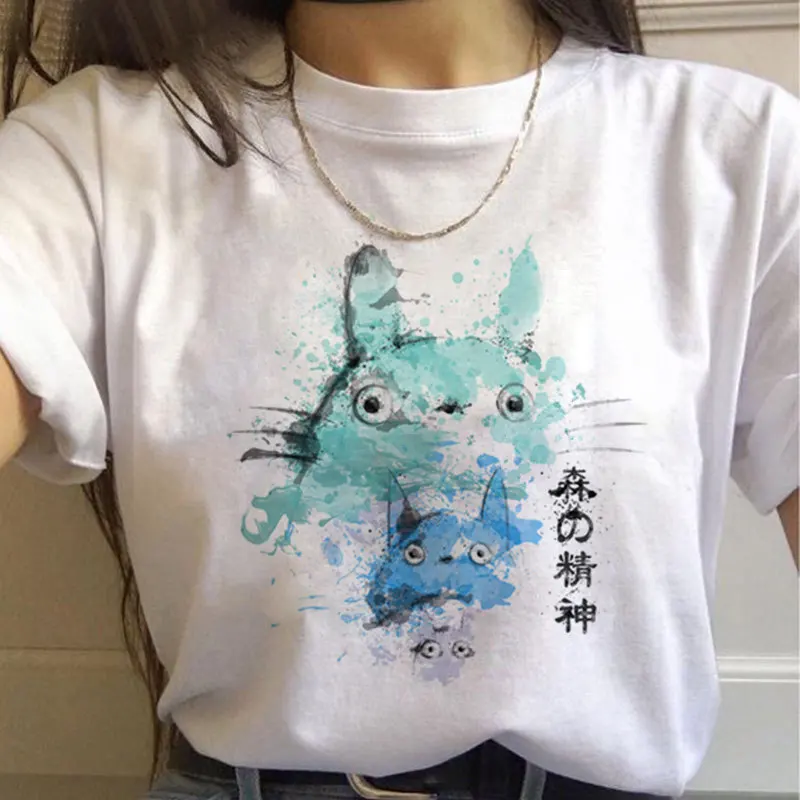 Moda Totoro Studio Гибли t-Shirt Ženska japanski vrt odjeća majica s uzorkom Miyazaki Hayao Харадзюку Kawai Godina casual top Slika  3