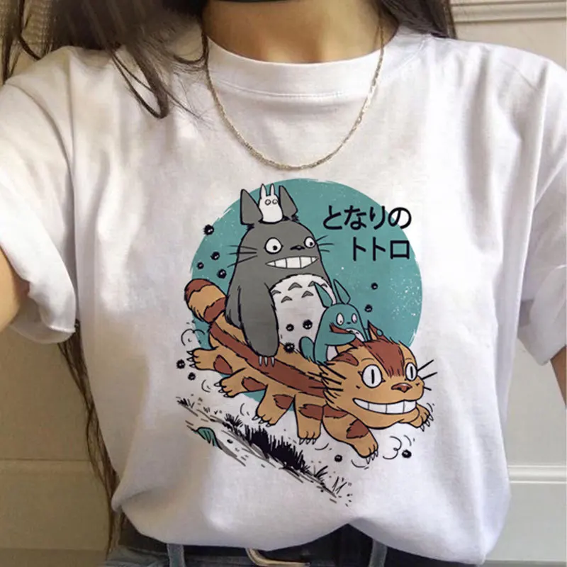 Moda Totoro Studio Гибли t-Shirt Ženska japanski vrt odjeća majica s uzorkom Miyazaki Hayao Харадзюку Kawai Godina casual top Slika  4